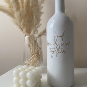 Botella blanca de cerámica personalizada con frase